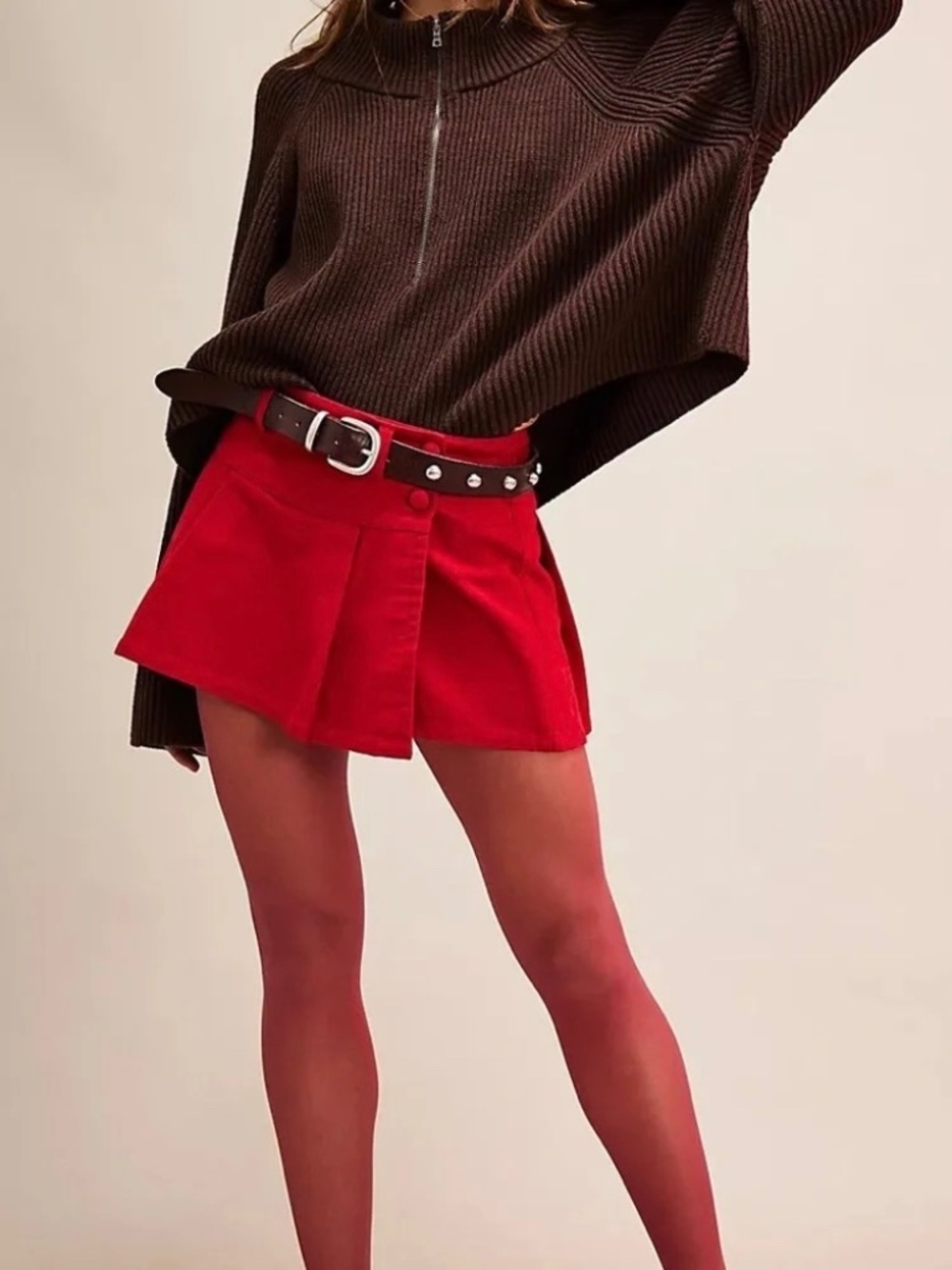NEW FREE PEOPLE SERENA MICRO SKORT, RED, SZ 2